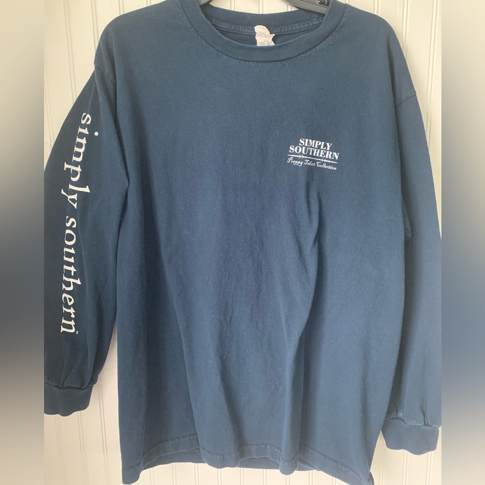 Simply Southern Preppy T-Shirt Collection (Large) Navy Blue, Long Sleeve